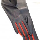 Women's Evening Red & Black Napa Soft Leather Handmade Lambskin Long Gloves Women's Evening Red & Black Napa Soft Leather Handmade Lambskin Long Gloves