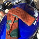 Driving Handmade Leather Gloves for Motorcycle Brown & Green