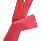 Women's Handmade Long Red Real Napa Leather Lambskin Evening Gloves