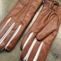 Wool Lining Handmade Brown Napa Lambskin Leather Gloves for Ladies