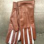 Wool Lining Handmade Brown Napa Lambskin Leather Gloves for Ladies
