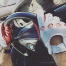 Red & White Italian Leather Driving Gloves Handmade for Men's Red & White Italian Leather Driving Gloves Handmade for Men's