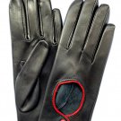 Women's Leather Gloves for Driving Handmade Red & Black
