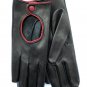 Women's Leather Gloves for Driving Handmade Red & Black