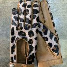 Animal Print Fur & Cognac Handmade Leather Gloves for Driving