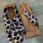 Animal Print Fur & Cognac Handmade Leather Gloves for Driving
