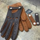 Women's Handmade Driving Leather with Removable Strap Gloves Black & Brown