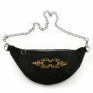 Black Suede Leather Adjustable Waist Bag Purse Belt Pouch