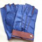 Fingerless Driving/ Cycling/ Fitness Blue Leather Handmade Gloves for Men's