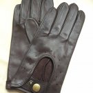 Dark Brown Genuine Lambskin Leather for Men Driving Gloves Handmade