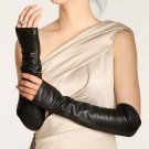 Handmade Women's Evening Fingerless Napa Leather Lambskin Long Gloves Black