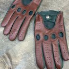 Glamour Women's Brown & Green Soft Leather Driving Handmade Gloves