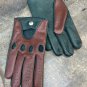 Glamour Women's Brown & Green Soft Leather Driving Handmade Gloves