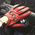 Women's Red Genuine Napa Leather Driving Handmade Gloves
