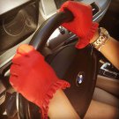 Women's Red Handmade Lambskin Genuine Leather Gloves for Driving