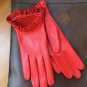 Women's Red Handmade Lambskin Genuine Leather Gloves for Driving