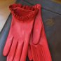 Women's Red Handmade Lambskin Genuine Leather Gloves for Driving