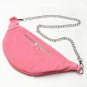 Women Suede Leather Adjustable Small Purse Handmade Pink Waist Bag