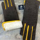 Winter Canadian Fur Black & Yellow Women's Gloves