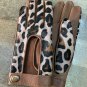 Animal print Brown Handmade Leather Gloves for Ladies Gift for Her