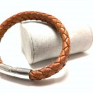 Men's Handmade Leather Braided Steel Magnetic Clasp Brown Durable Bracelet Men's Handmade Leather Braided Steel Magnetic Clasp Brown Durable Bracelet