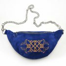 Women's Suede Leather Blue Belt Pouch Adjustable Waist Bag