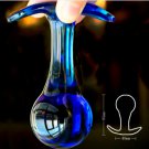 Blue pyrex glass anal dildo butt plug crystal bead vagina ball male penis masturbator sex toys
