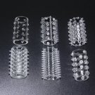 6 piece  Male Clear Silicone Lock Sperm Durable Penis Sleeve Cock Ring