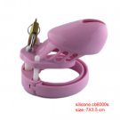 Silicone  pink male chastity device cock cage with five penis ring male chastity belt