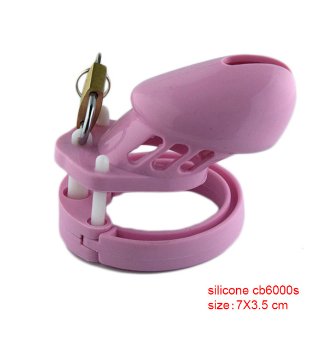 Silicone  pink male chastity device cock cage with five penis ring male chastity belt