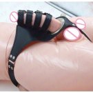 Leather Cock cage penis harness ball scrotum stretcher restraint bondage