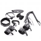 7 pieces Gag Nipple Clamps Whip Collar Erotic Toy Leather Fetish Sex Bondage