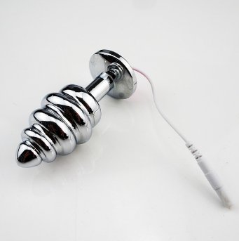 Medical thread electric shock butt plug metal anal plug electro shock sex toys for couples