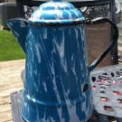 Graniteware Blue And White Swirl Coffee Pot Vintage.