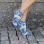 Women S Wool Warm Ankle Socks Reindeer Thick Blue