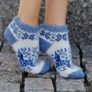 Women S Wool Warm Ankle Socks Reindeer Thick Blue