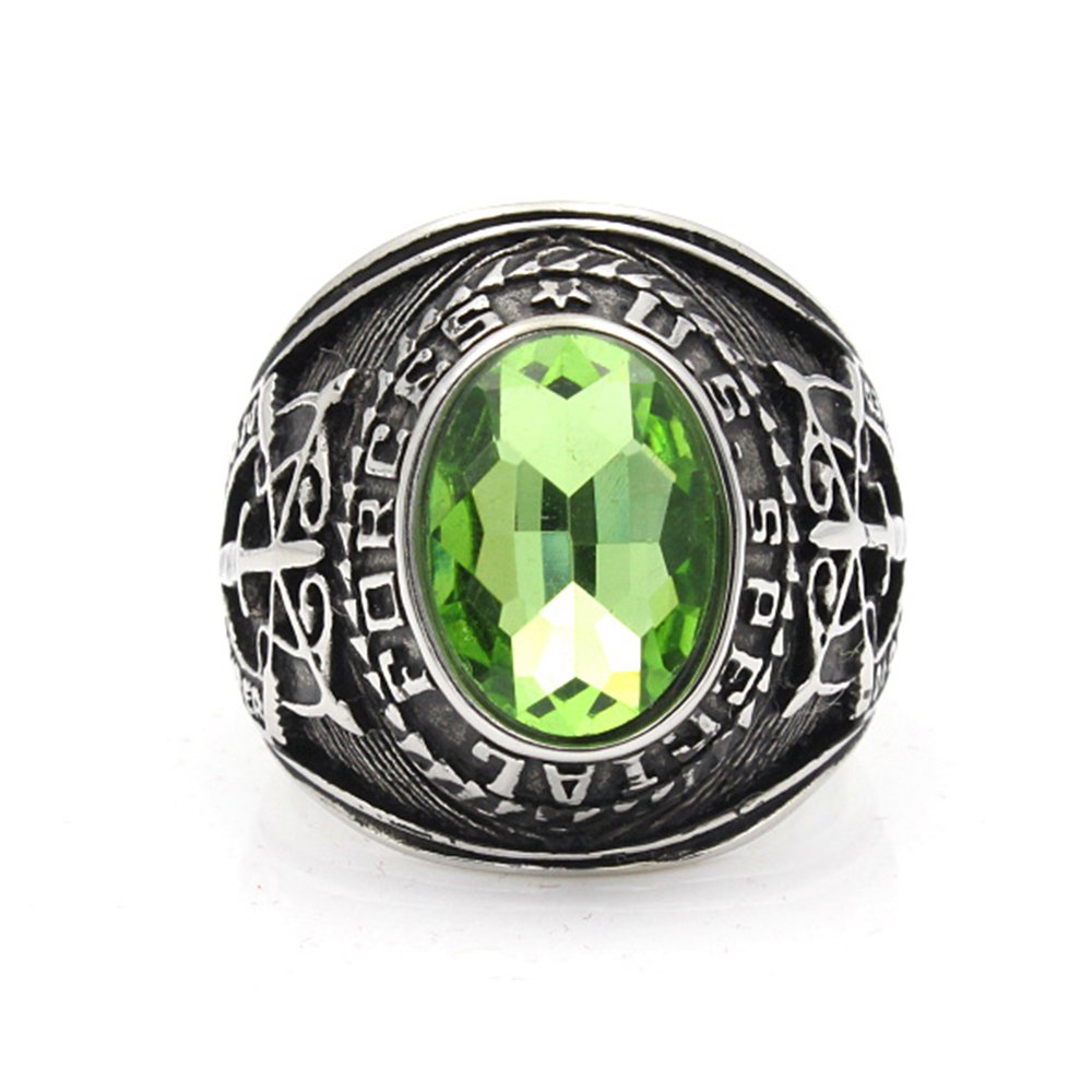 United Stated US Army Special Force Military Color Stone 316L Stainless Steel Solid Rings