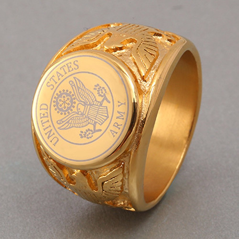 Men`s Us Army Military Veteran Stainless Steel Ring