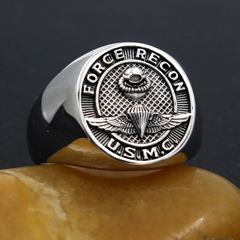 US Marine Corps Force Recon USMC Military Sterling Silver Ring