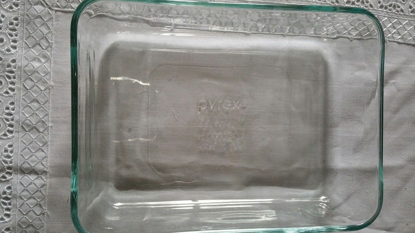 Pyrex Rectangle Clear Glass Blue Tint Bakers Dish 7210 New