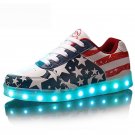 LED Shoes U.S.A Fashion Flag Printed Red Sneakers Usb Charging