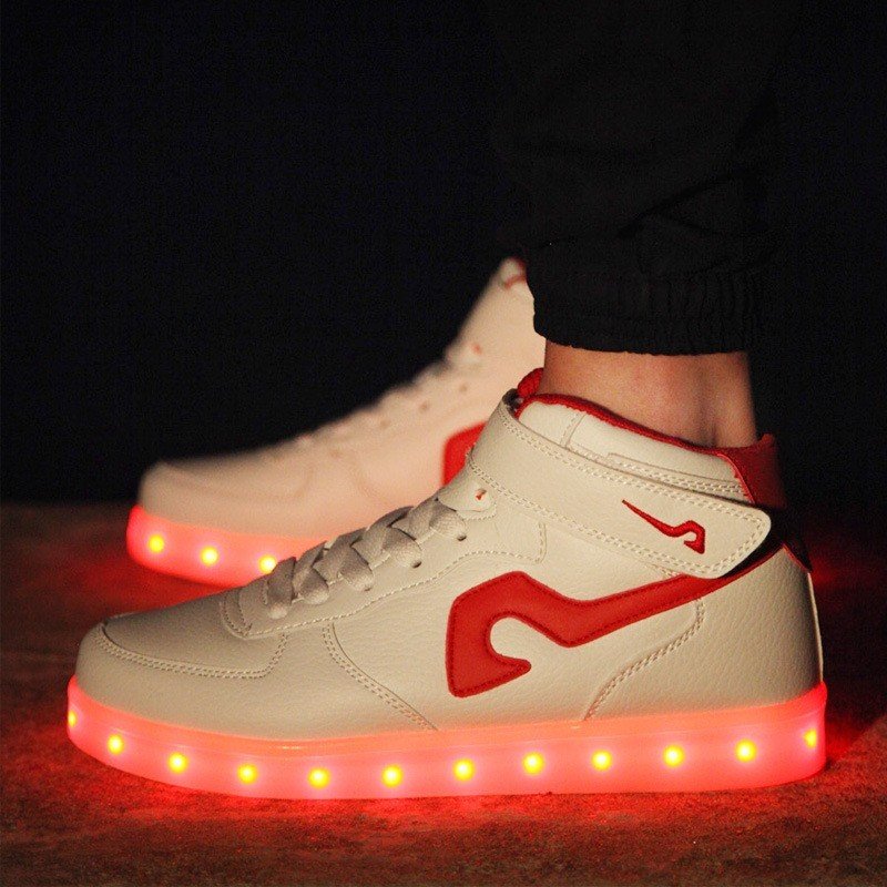 7 Colors Usb Charging LED Shoes Flashing Sneakers Black White
