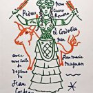 JEAN COCTEAU ‘ Untitled'- Hand Signed in the plate  Lithograph 1963