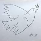 Picasso Pablo  "la colombe de la paix" 1961 lithograph Hand Signed in  Plate