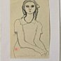 Tourte Suzanne-Pencil Drawing on Paper Stamped and Hand Signed-1944