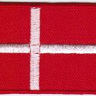 Flag Denmark Nation Emblem Badge Iron On Embroidered Patch 3x2