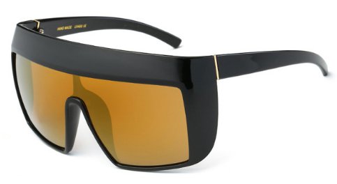 Women's Oversized Vintage Goggle Sunglasses - Gold - UV400