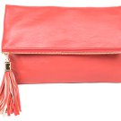 Messenger Style Tassel Zipped Clutch Purse - Pink