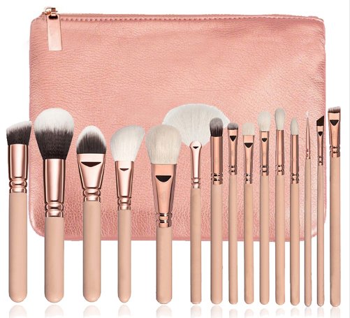 15 Piece Pro Makeup Brush Set - Pink