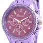 Crystal Rhinestone Studded Women's Fashion Watch - Violet Purple